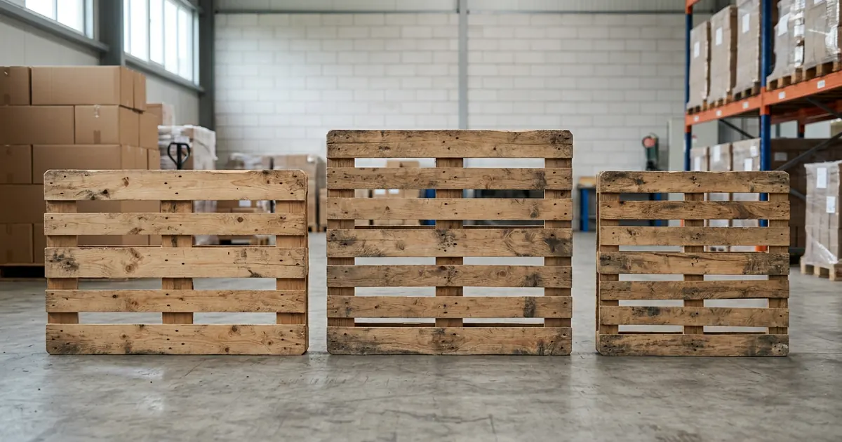 Euro-paleta, industrijska paleta i polupaleta jedna do druge