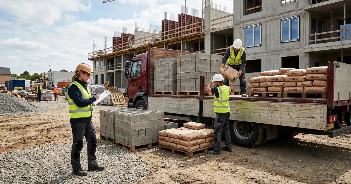 Prijem građevinskog materijala kamionom na gradilištu